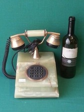 VECCHIO TELEFONO VINTAGE ANNI 60 IN ONICE MARMO E OTTONE NUMERAZIONE TASTI. NN18