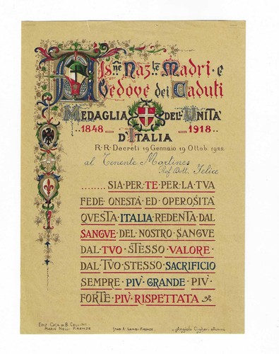 Attestato unita italia - attestato, d'italia