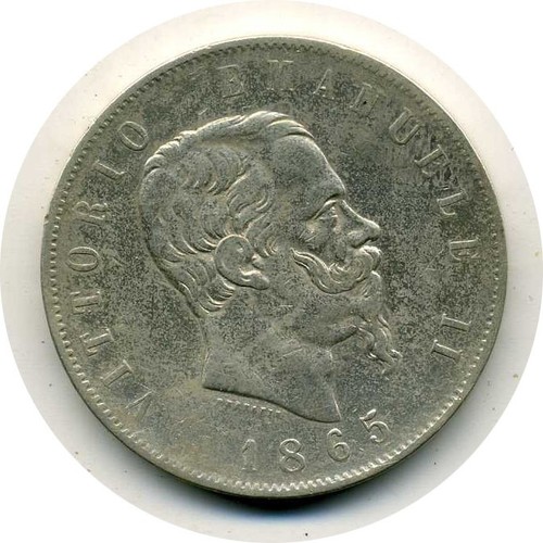 Regno italia 5 lire 1865 - regno, d'italia-