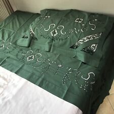 Lenzuolo completo &  2 federe a foulard Copri Cuscini Intaglio Fatto A Mano 1945