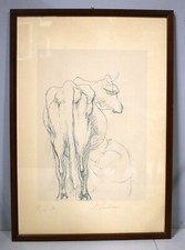 QUADRO STAMPA P.D.A. Innocente Salvini CONTADINO ANIMALI MUNGITURA MUCCA VACCA 