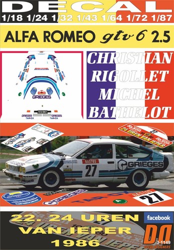 Decal alfa romeo alfetta - alfa, gtv6