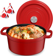 Pentola in Ghisa Con Coperchio, Casseruola Antiaderente, Forno Olandese Smaltato