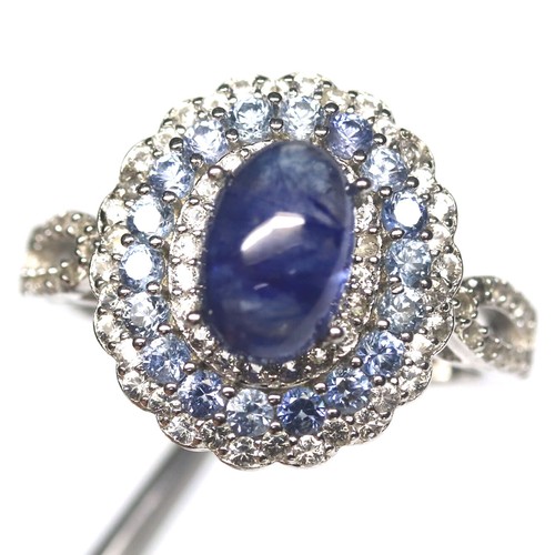Anello zirconi zaffiro blu - , in