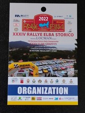 34° RALLYE (Rally) ELBA STORICO 2022  Targhetta Tessera  Pass  ORGANIZATION