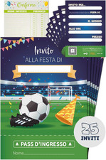 25 Inviti Compleanno Bambino a Tema Calcio Made in Italy - Biglietti Invito Fest