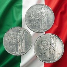 Lot of 3 Italy 100 Lire Coins