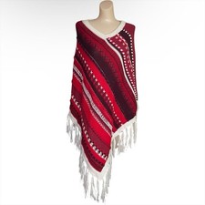 Poncho in lana di alpaca rosso