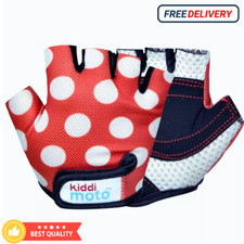 Kiddimoto gloves red dotty fingerless cycling kids protective red dotty design 