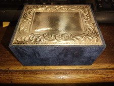 Scatola portagioie in argento 925 e velluto blu 12,5x9,6x6,5 cm 