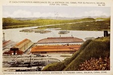 Cartolina - Destroyers at Pacific Entrance to Panama Canal - Balboa - 1924