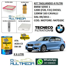 TAGLIANDO FILTRI + OLIO BARDAHL XTA 5W30 BMW SERIE 1 F20 F21 120 D 120KW 163 CV