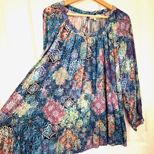 Top sahara blu stampa boho - blu,
