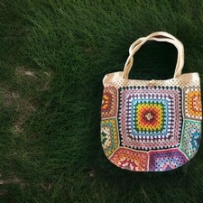 Shopper Bag Eseguita All'uncinetto Con Tasca Interna mis. 44x40