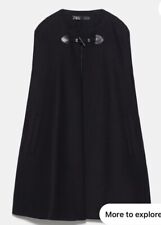 ZARA Manteco Cappotto Poncho Cappotto Lana Taglia XL Tasche Toggle