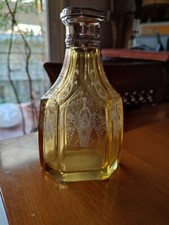 PREZIOSA BOTTIGLIA CRISTALLO BOEMIA GIALLO INCISA COLLLETTO ARGENTO EPOCA 