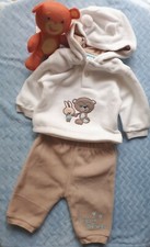 tuta in pile bimbo 1-2 mesi happy friends completino felpato 2 pezzi 