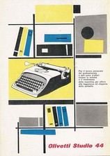 PUBBLICITA' 1954 OLIVETTI MACCHINA DA SCRIVERE STUDIO 44 PORTATILE COLORI FORME