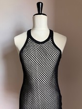 UNKNOWN BRAND canotta lunga Donna rete cotone Nero Tg. M Vintage IN TENDENZA!!!