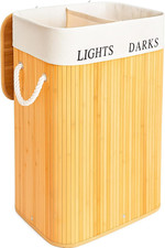 , Cesto Portabiancheria 2 Scomparti, Cesta Panni Sporchi, Sporca, 72 Litri, Cest
