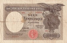 Italy 1923 25 Lire Circulated
