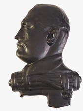 Placca fascista da muro in gesso ricoperto nero Duce Benito Mussolini