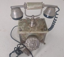 Telefono Ruota Fonica Alabastro E Ottone D'epoca Vintage