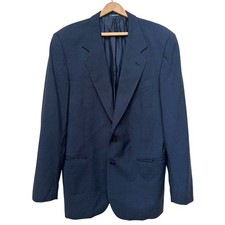 Blazer lana uomo Lebole Made in Italy blu navy check 2 bottoni cappotto sportivo 42R