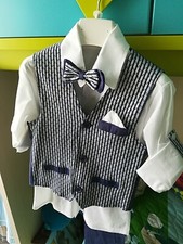 Abito vestito bambino paggetto completo elegante pantalone camiciagilet bimbo 4