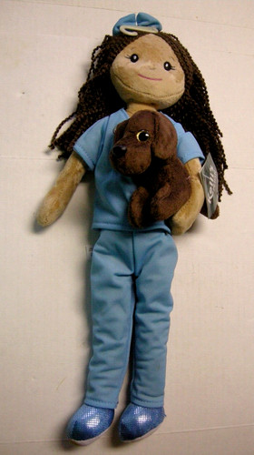 Bambola nurse rag con cucciolo - bambola,