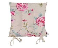 Cuscino Coprisedia Imbottito Rose Double Face con Laccetti - Cotone - 41 x 41 cm