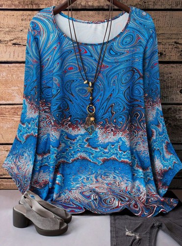 Shirt top blusa blu astratta - t-shirt,