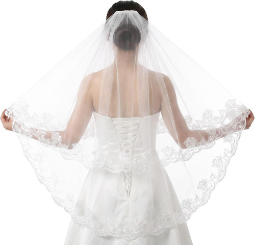 Velo sposa pizzo bianco - sposa, in