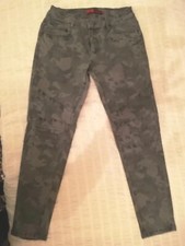 Pantaloni Donna Cotone Elasticizzato skinny color militare mimetico. Taglia M.