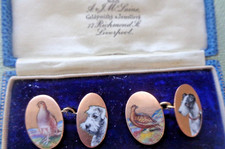 Oro Caccia Cane Gemelli 9ct