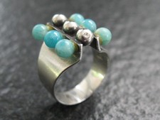 Anello argento 835 Georg Kramer n.26 design vintage del 1960 circa pietre preziose blu