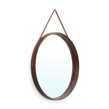 Round Mirror with Leather