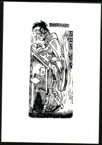Uomo exlibris piedi una - su,