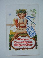 CARTOLINA  BIRRA LOWENBRAU MONACO BIMBO CON BOCCALE DI BIRRA VIAGGIATA ANNO 1935
