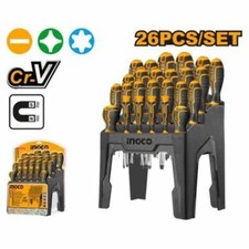 Set 26 Cacciaviti con Punta a Croce a Taglio e Torx Con Dispenser da Banco INGCO