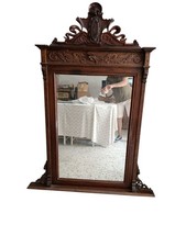 Antico specchio in noce massello intagliato fine 800 specchio specchiera