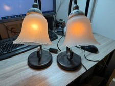 Coppia Lampade da Comodino in metallo e vetro