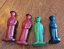 Set di 4 figurine contadino olandese vintage in gomma dura 2,5"T 2,75"