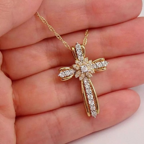 Ciondolo croce donna diamante