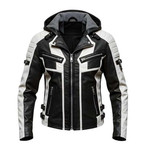 Giacca biker uomo pelle - , nera