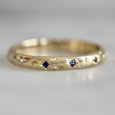 Anello minimalista in oro 18 carati con zaffiro blu gioiello anello celeste...