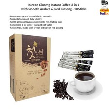 Ginseng Coreano Caffè Istantaneo 3 in 1 con Arabica Liscia e Ginseng Rosso 20 Bastoncini