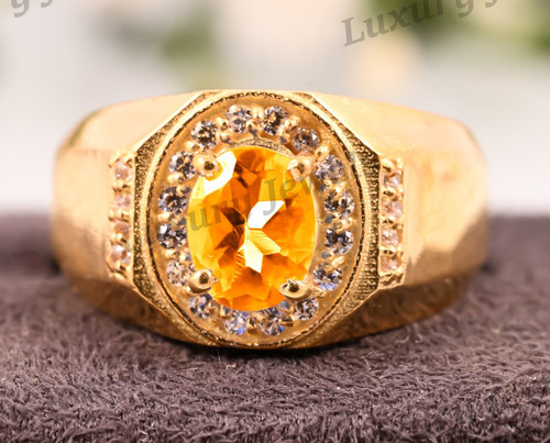 Anello uomo citrino naturale