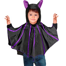 TRAVESTIMENTO PIPISTRELLO PONCHO VESTITO COSTUME CARNEVALE HALLOWEEN BAMBINO