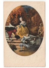 1925 innamorati dama cavaliere menestrello musica mandolino cartolina d'epoca